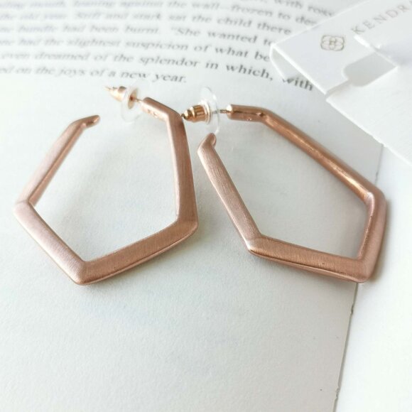 NEW Kendra Scott Lonnie Rose Gold Hoop Earrings Authentic - Picture 2 of 3